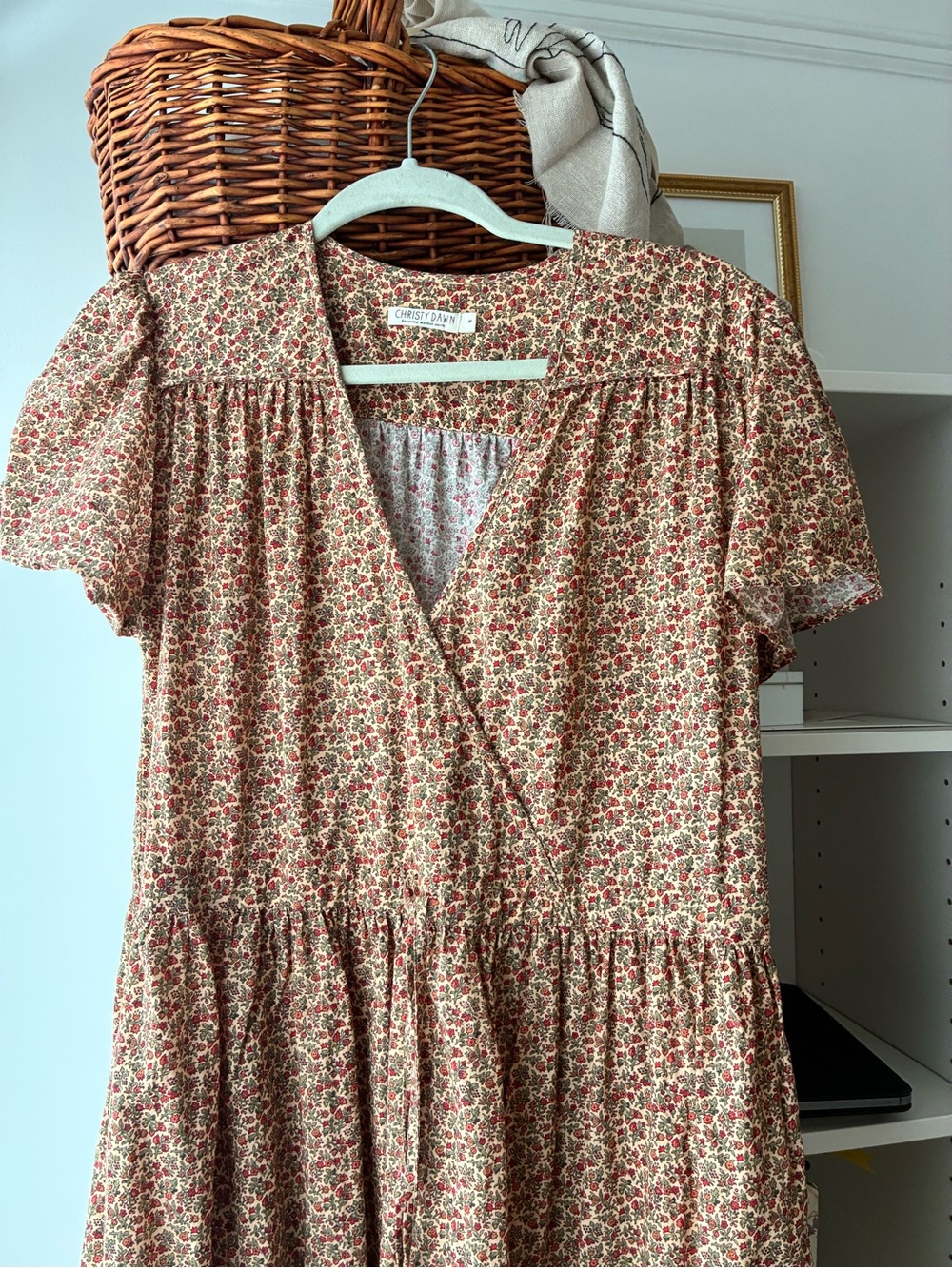 Christy Dawn Floral Midi Dress in Berry Ditsy Red - Picture 2 of 4